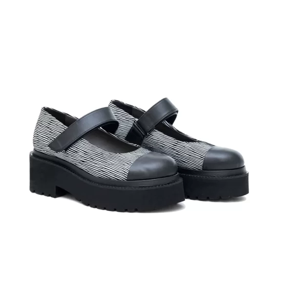 Δερμάτινα Flatforms Art 1FW46 Black + White