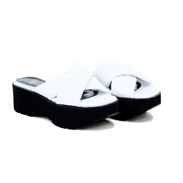Δερμάτινα Flatforms Art 1SS47 White
