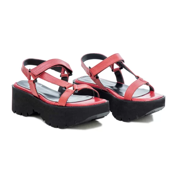 Δερμάτινα Flatforms Art 1SS46 Red