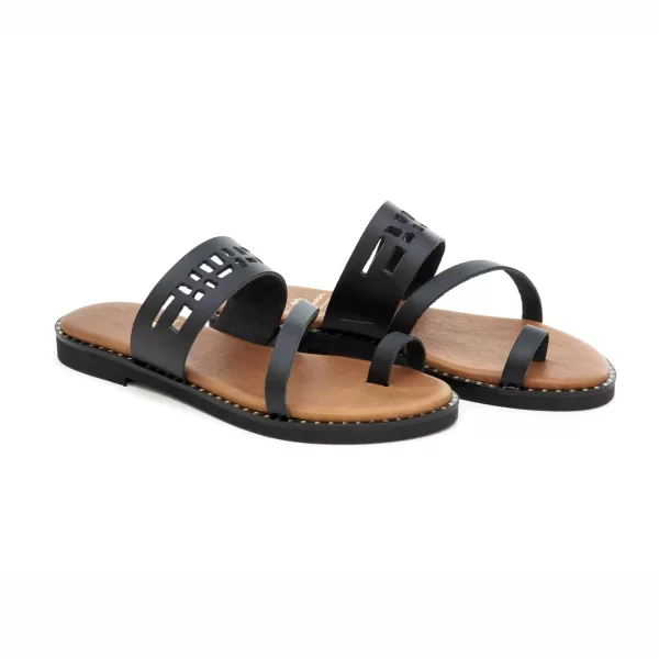 Δερμάτινα Flat Πέδιλα Art 20SS308 Black