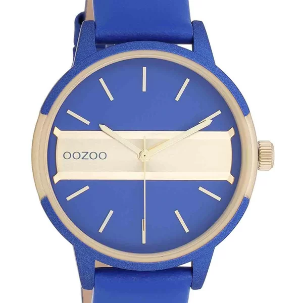OOZOO Timepieces - C11154, Blue case with Blue Leather Strap
