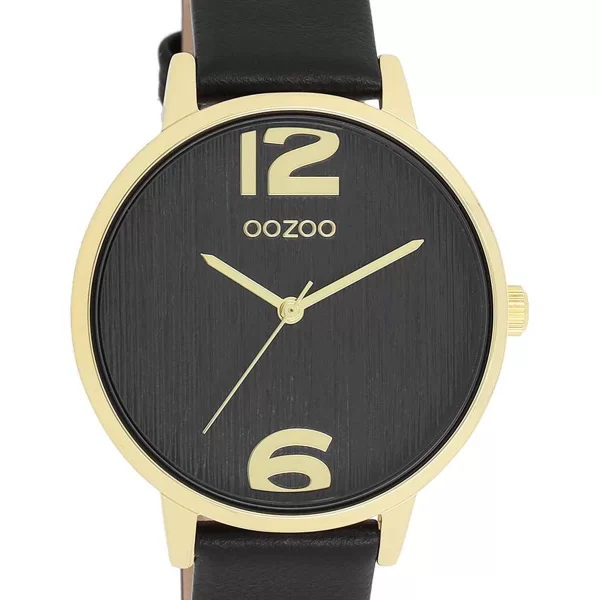 OOZOO Timepieces - C11239, Gold case with Black Leather Strap
