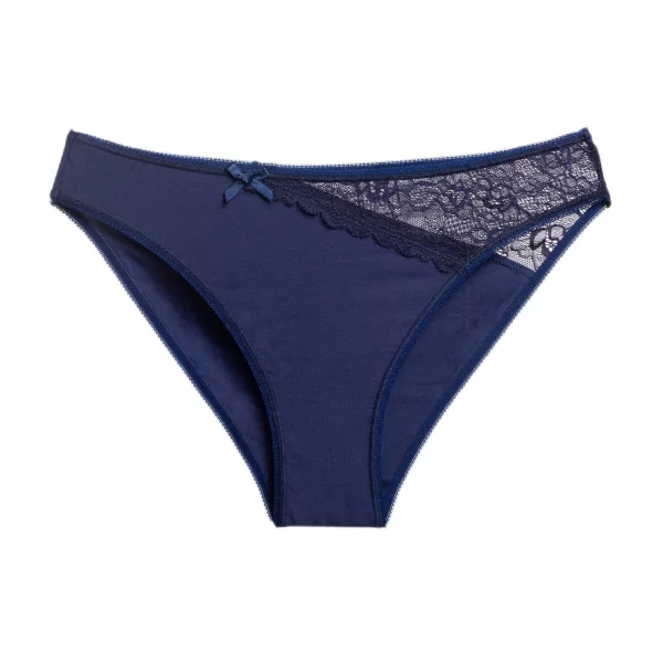 Ψηλόμεσο Slip με σχέδιο δαντέλα | 744 ΜΠΛΕ ΣΚΟΥΡΟ