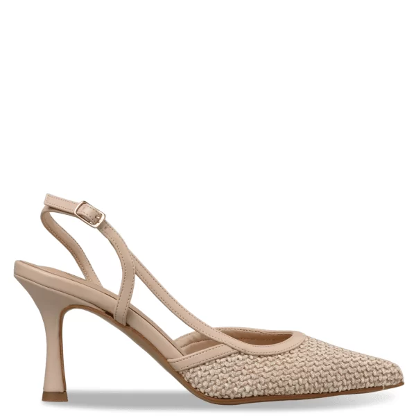 RAFFIA-EFFECT SLINGBACK PUMPS