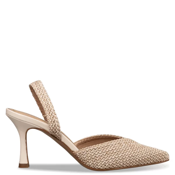 RAFFIA-EFFECT SLINGBACK PUMPS