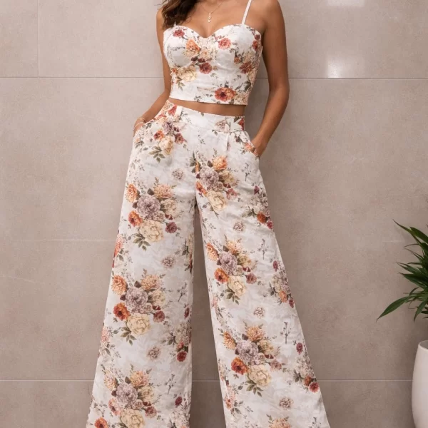 ΣΕΤ ΤΟΠ & ΠΑΝΤΕΛΟΝΑ FLORAL Άσπρο