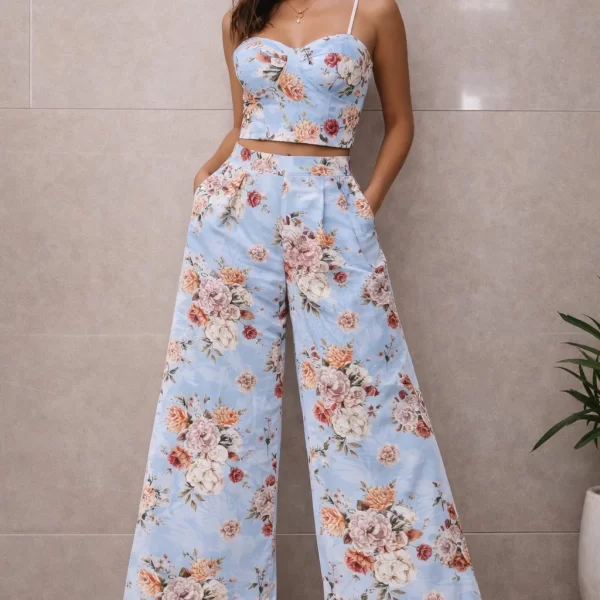 ΣΕΤ ΤΟΠ & ΠΑΝΤΕΛΟΝΑ FLORAL Σιέλ