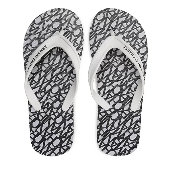 Armani Exchange γυναικείες σαγιονάρες με λογότυπο - XDQ010XV700 Ασπρόμαυρο