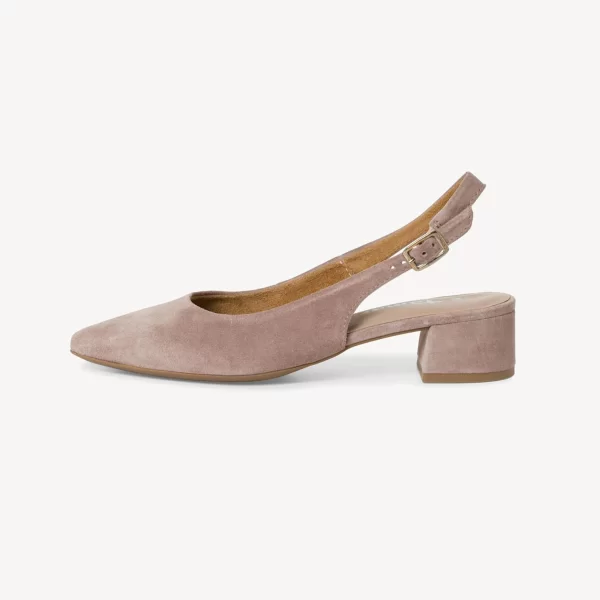 Tamaris γυναικεία slingbacks μονόχρωμα suede - 1-29500-42 Καφέ Ανοιχτό