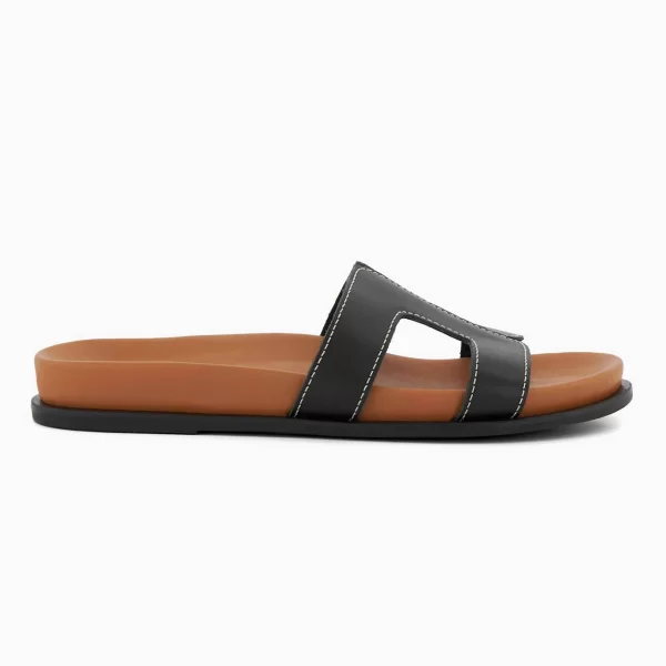 Dune London γυναικεία δερμάτινα σανδάλια μονόχρωμα με άνοιγμα 