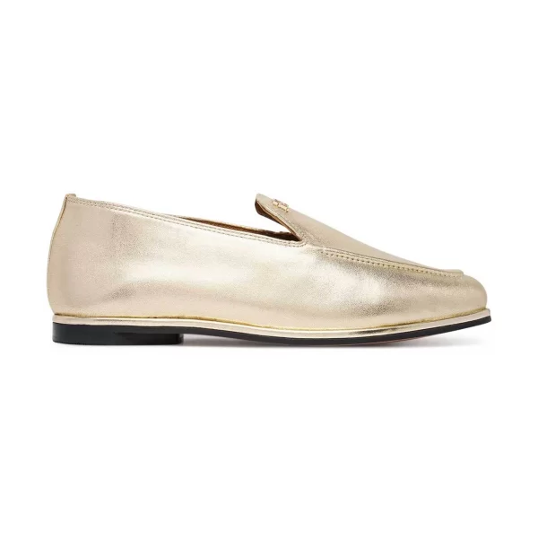 Tommy Jeans γυναικεία δερμάτινα μοκασίνια με γυαλιστερή όψη - FW0FW08958 Χρυσό