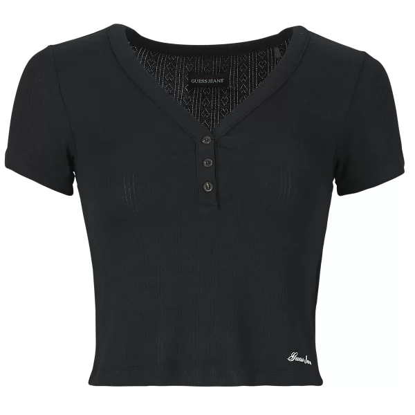T-shirt με κοντά μανίκια Guess GJ POINTELLE SS HENLEY