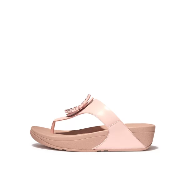 Σαγιονάρες FitFlop LULU CRYSTAL-CIRCLET LEATHER TOE-POST SANDALS