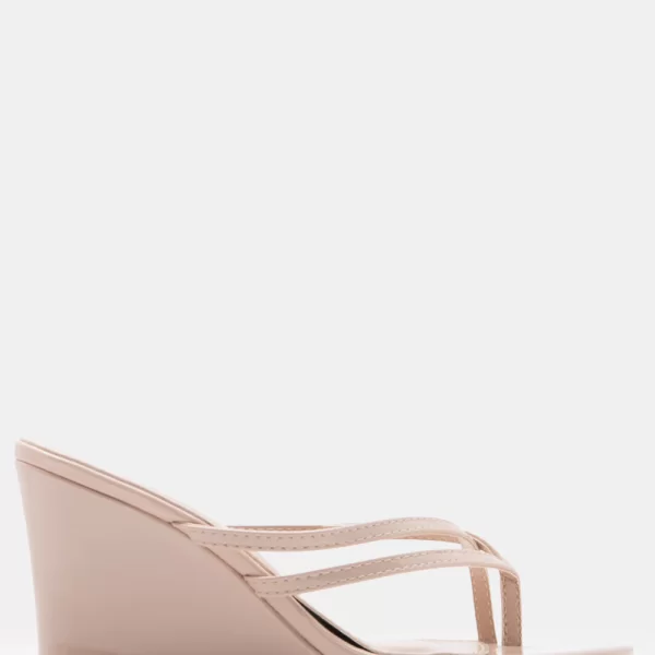 Mules Wedge με Λουράκια - Μπεζ