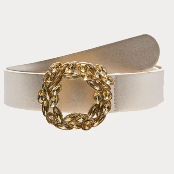 ΖΟΝΗ ONLY FIFI GLITTER PU JEANS BELT ACC GILDED BEIGE ONLY