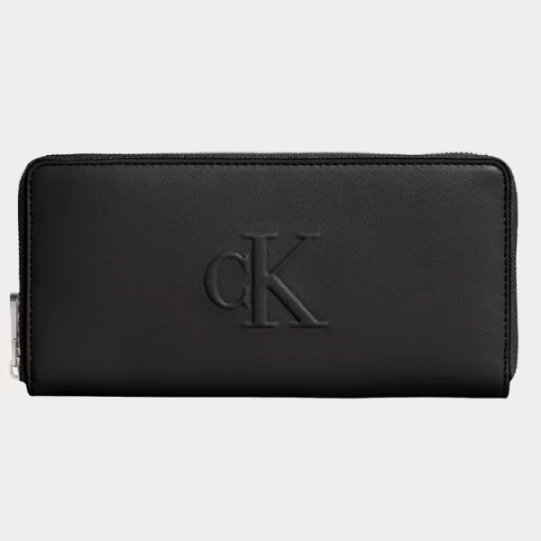ΠΟΡΤΟΦΟΛΙ CALVIN KLEIN SCULPTED ZIP AROUND WALLET NA BLACK CALVIN KLEIN