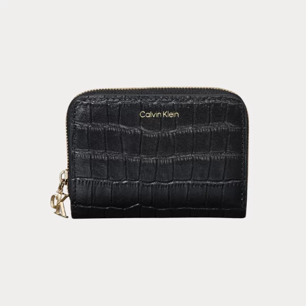 ΠΟΡΤΟΦΟΛΙ ΓΥΝΑΙΚΕΙΟ ΔΕΡΜΑΤΙΝΟ CROC BLACK CALVIN KLEIN