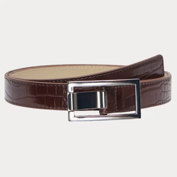 CROCO ΖΩΝΗ ONLY ASTA PU JEANS BELT SEAL BROWN ONLY