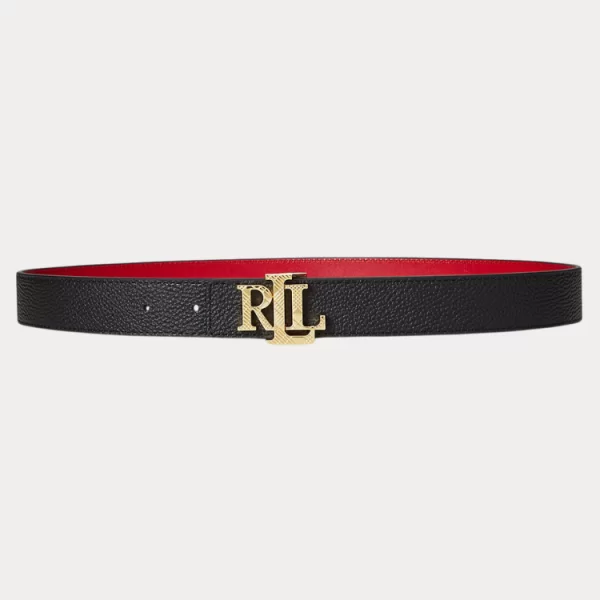 ΖΩΝΗ POLO RALPH LAUREN REV LRL 30-BELT-MEDIUM BLACK/FESTIVE RED POLO RALPH LAUREN