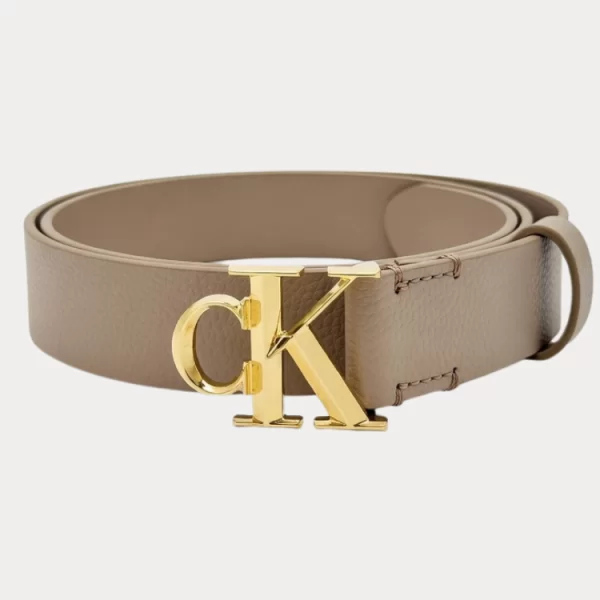 ΖΩΝΗ CALVIN KLEIN FACTED BUCKLE 25MM DESERT TAUPE / GOLD CALVIN KLEIN