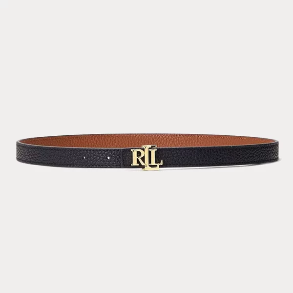 ΓΥΝΑΙΚΕΙΑ ΖΩΝΗ POLO RALPH LAUREN LOGO REVERSIBLE LEATHER LRL 20 SKINNY BELT BLACK/TAN POLO RALPH LAUREN