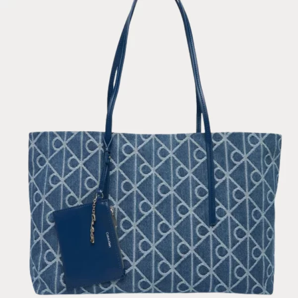 TOTE BAG CALVIN KLEIN EMBLEM AOP DENIM BLUE CALVIN KLEIN