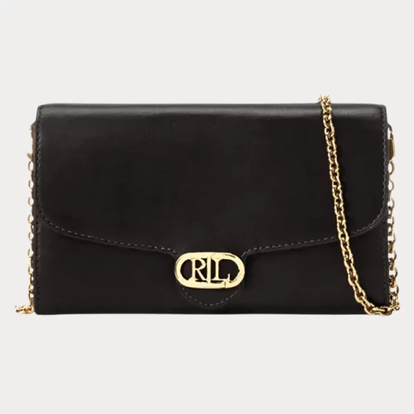 ΠΟΡΤΟΦΟΛΙ POLO RALPH LAUREN ADAIR 20 WALLET ON A CHAIN-LARGE BLACK POLO RALPH LAUREN