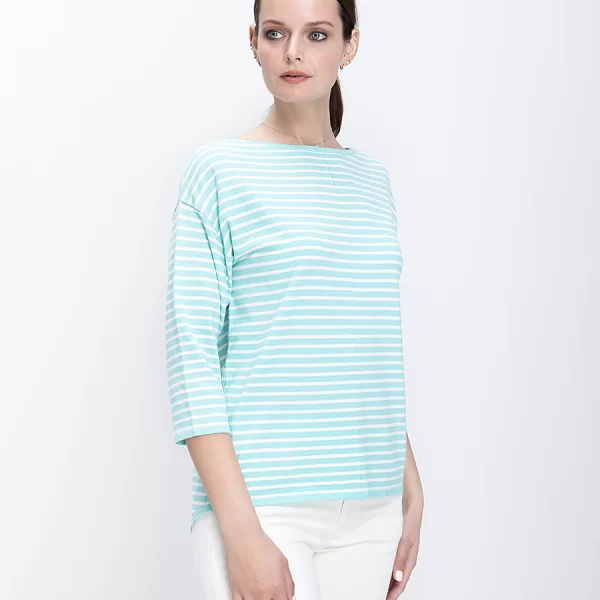 Γυναικείο Πλεκτό Με Ριγέ Σχέδιο Και Boat Λαιμόκοψη