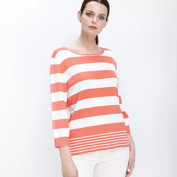 Γυναικείο Πλεκτό Με Ριγέ Σχέδιο Και Boat Λαιμόκοψη