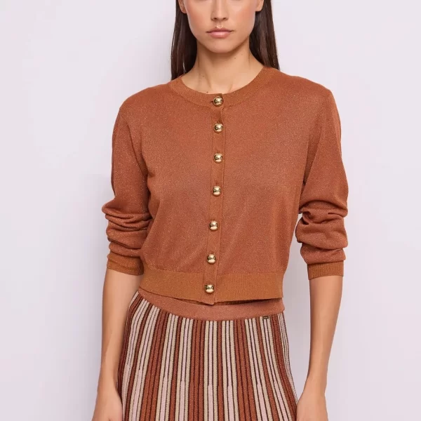 Gaudi Γυναικεία Ζακέτα Πλεκτή Με Lurex Και Χρυσά Κουμπιά