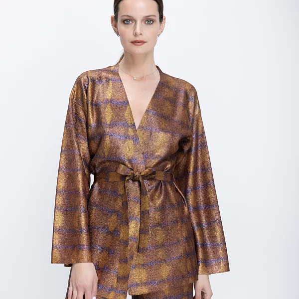 Momoni Γυναικείο Σακάκι Με Ζώνη Και V Λαιμόκοψη