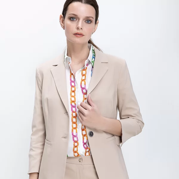 Γυναικείο Σακάκι Regular Fit Με Κλασικό Πέτο Και Δίχρωμα Κουμπιά