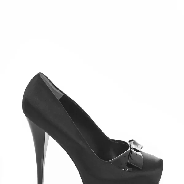 Shoes Bazaar - Μαύρες Σατέν Γόβες Paris Hilton