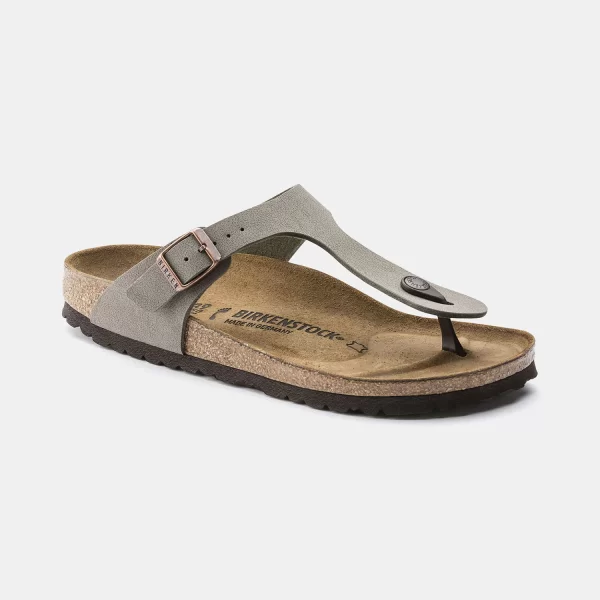 BIRKENSTOCK GIZEH BIRKO-FLOR NUBUK SANDALS - REGULAR FIT - STONE ΓΚΡΙ