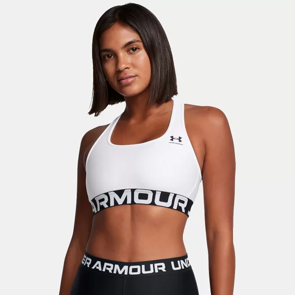 UNDER ARMOUR HEATGEAR ARMOUR MID BRANDED SPORTS BRA ΑΣΠΡΟ