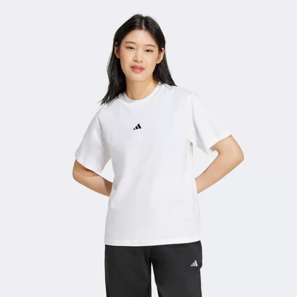 ADIDAS ESSENTIALS SMALL LOGO COTTON T-SHIRT ΑΣΠΡΟ