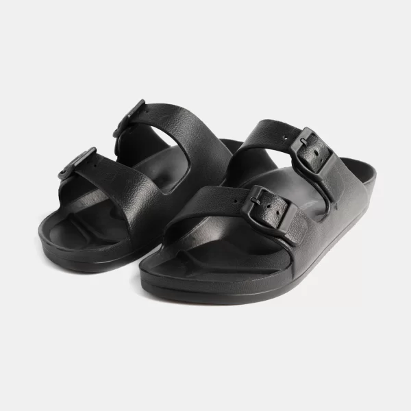 EMERSON MEN'S TWO-STRAP SLIDES ΜΑΥΡΟ