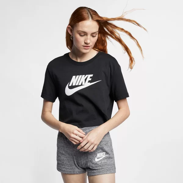 NIKE SPORTSWEAR ESSENTIAL CROPPED TEE ΜΑΥΡΟ