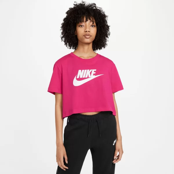 NIKE SPORTSWEAR ESSENTIAL CROPPED TEE ΡΟΖ