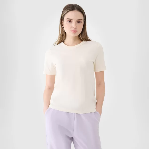 4F WOMEN'S REGULAR PLAIN T-SHIRT ΑΣΠΡΟ