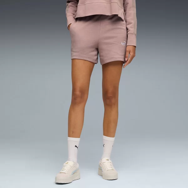 PUMA ESSENTIALS SMALL NO. 1 LOGO 5'' HIGH-WAIST SHORTS ΜΠΕΖ