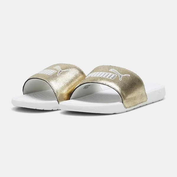 PUMA WOMEN'S COOL CAT 2.0 METALLIC SHINE SLIDES ΑΣΠΡΟ