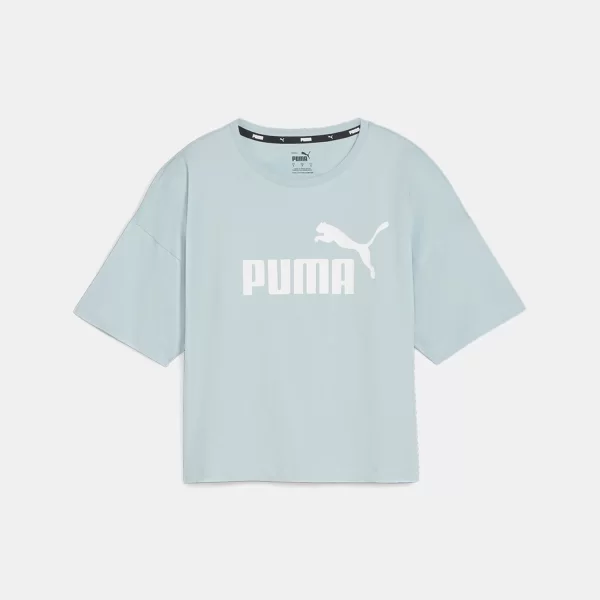 PUMA ESSENTIALS LOGO CROPPED T-SHIRT ΜΠΛΕ