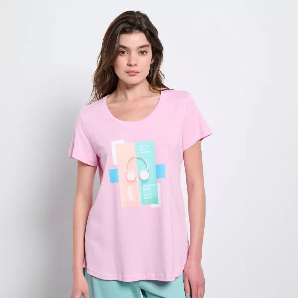 BDTK PRINTED LOOSE T-SHIRT ΡΟΖ
