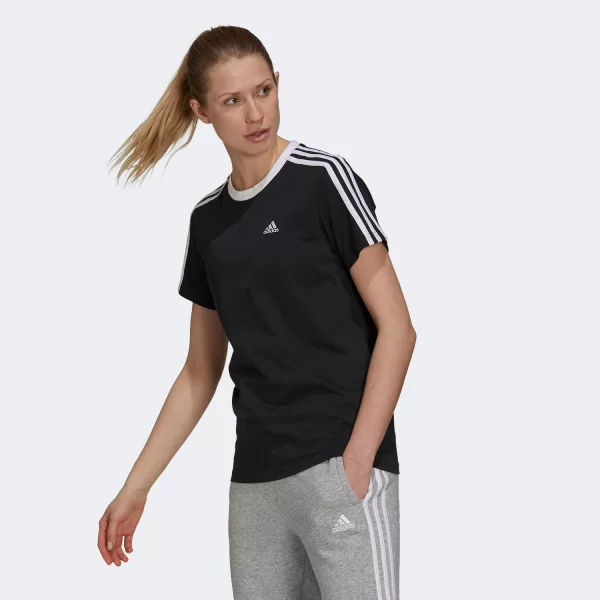 ESSENTIALS 3-STRIPES T-SHIRT ΜΑΥΡΟ
