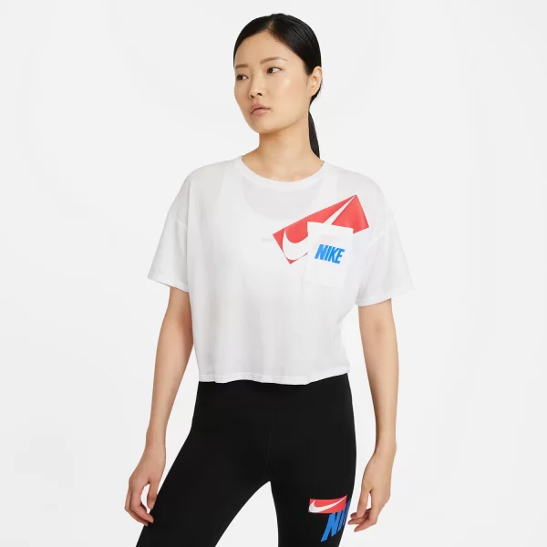 NIKE DRI-FIT GRAPHIC TRAINING CROP TOP ΑΣΠΡΟ