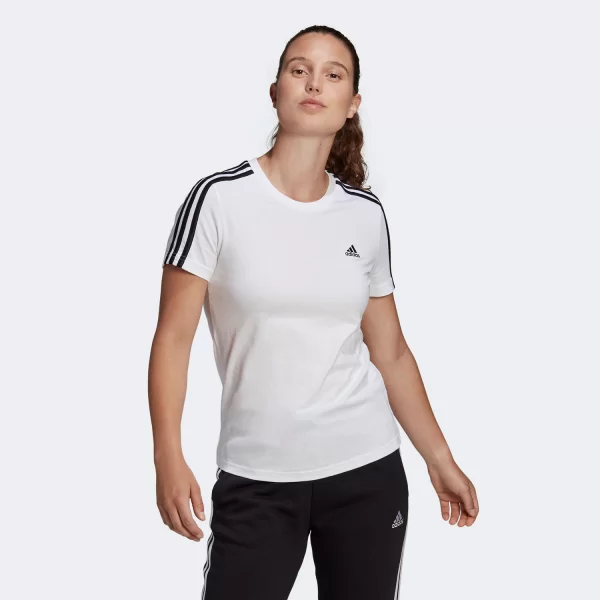 LOUNGEWEAR ESSENTIALS SLIM 3-STRIPES TEE ΑΣΠΡΟ