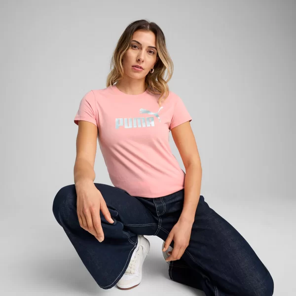 PUMA ESS METALLIC NO. 1 LOGO T-SHIRT ΡΟΖ