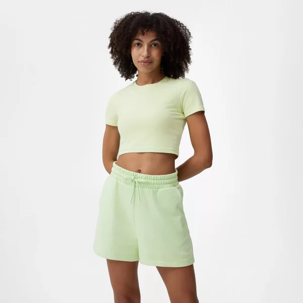 4F WOMEN'S PLAIN CROP-TOP T-SHIRT ΠΡΑΣΙΝΟ