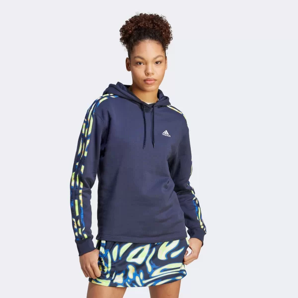 ADIDAS VIBRANT PRINT 3-STRIPES HOODIE ΜΠΛΕ
